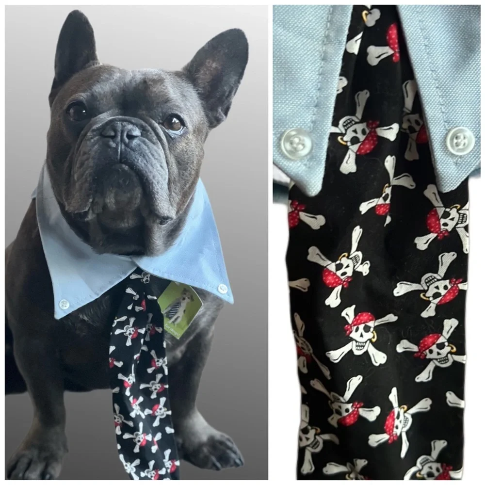 PETEYDESIGNS Dog pirate print Tie/NWT - Picture 3 of 10